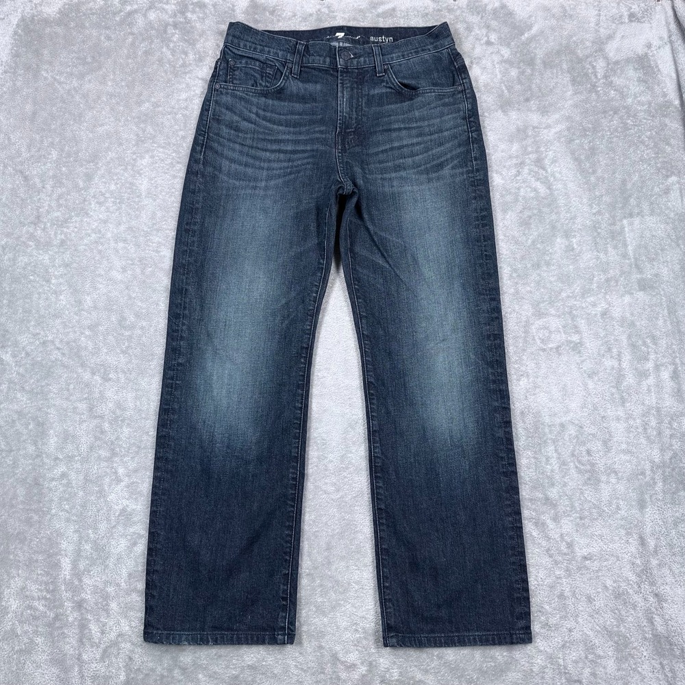 7 for All Mankind Austyn Jeans Straight Leg Mens 30x28 Blue Dark Wash Denim